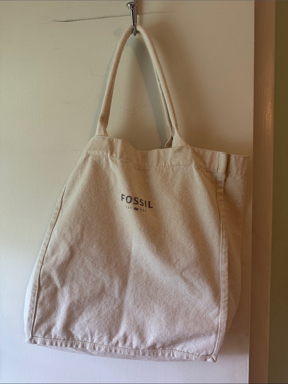 Fossil Canvas Tote with California Coastal Map Print - Cream, Blue, Tan - Picture 5 of 9